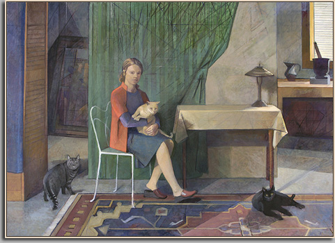 THREE CATS II   2005   oil/linen   53&quot x 64¼&quot