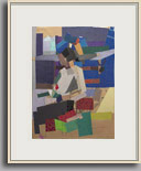 SEATED WOMAN WITH WATER BOTTLE 1997 paper collage, graphite 16" x 12"