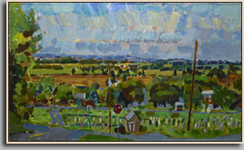 LONGSWAMP VIEW   2003   acrylic/burlap   24x39¼"